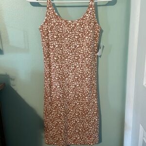 Floral Brown Sleeveless Dress